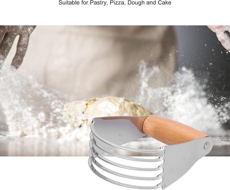 Beufee Dough Blender, Stainless Steel Pastry Cutter Heavy Duty Dough Cutter with Blades Pastry Blender and Butter Cutter Dough Flour Metal Mixer Cutter Portable Pastry Cutter for Baking Home, Wood Handle - Image 5